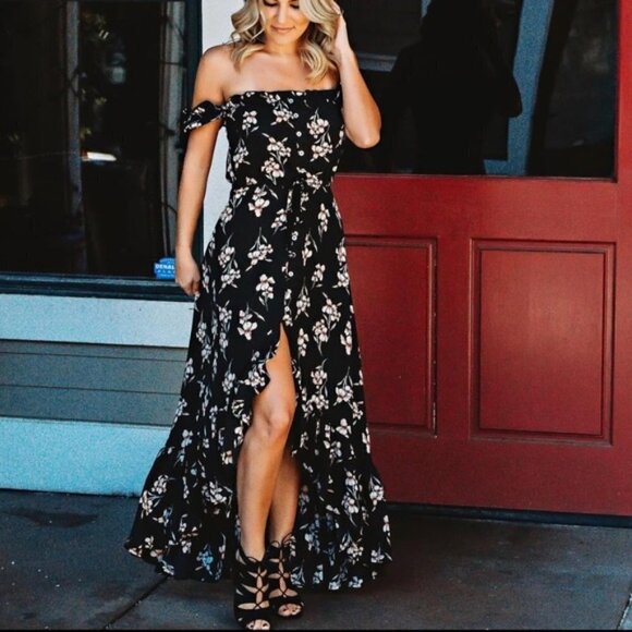 Olivaceous size Small Small Black Floral Maxi Dress NEW - Picture 1 of 16